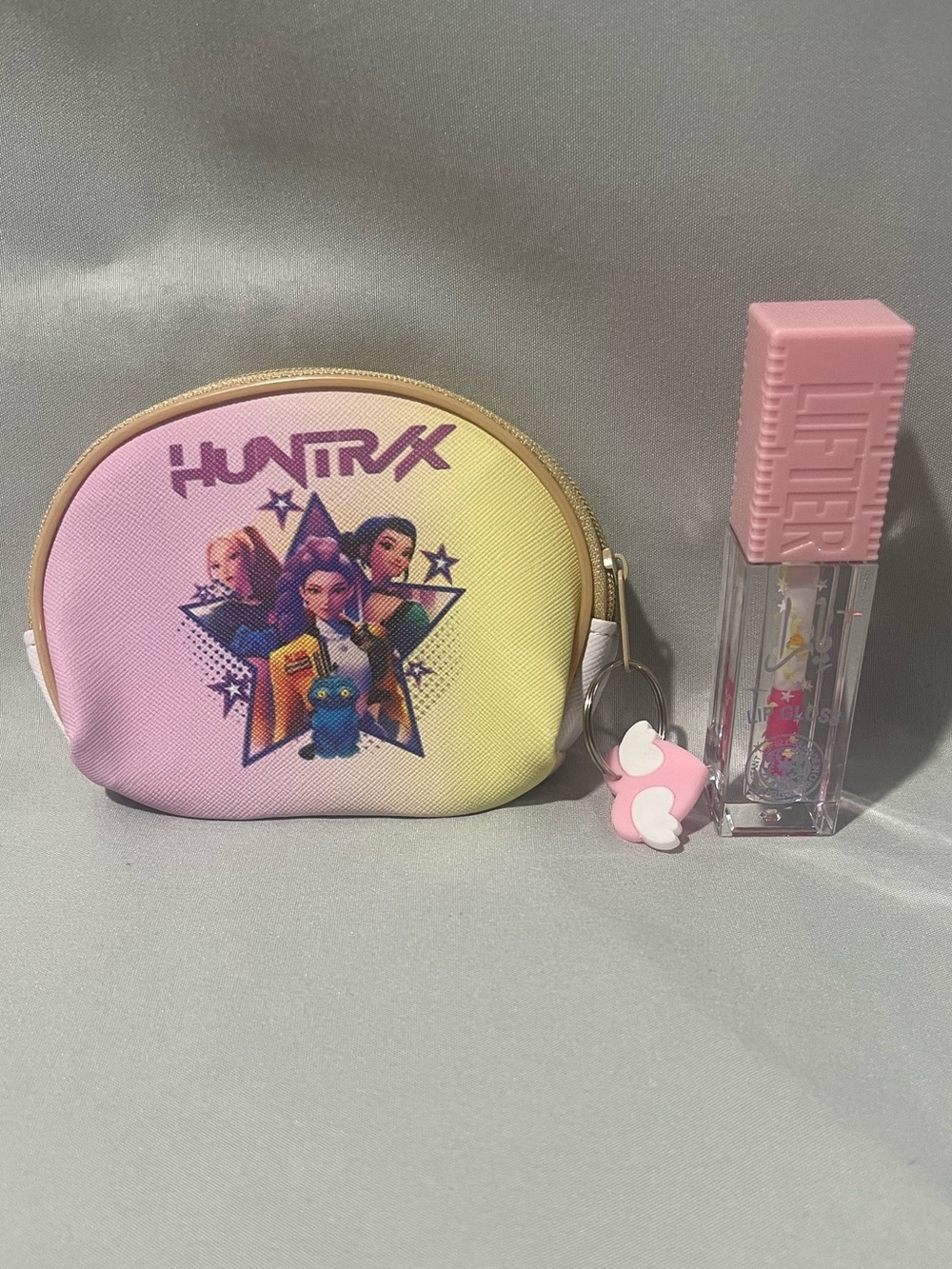 K-pop Pink to Yellow Gradient Coin Purse & Lip Gloss